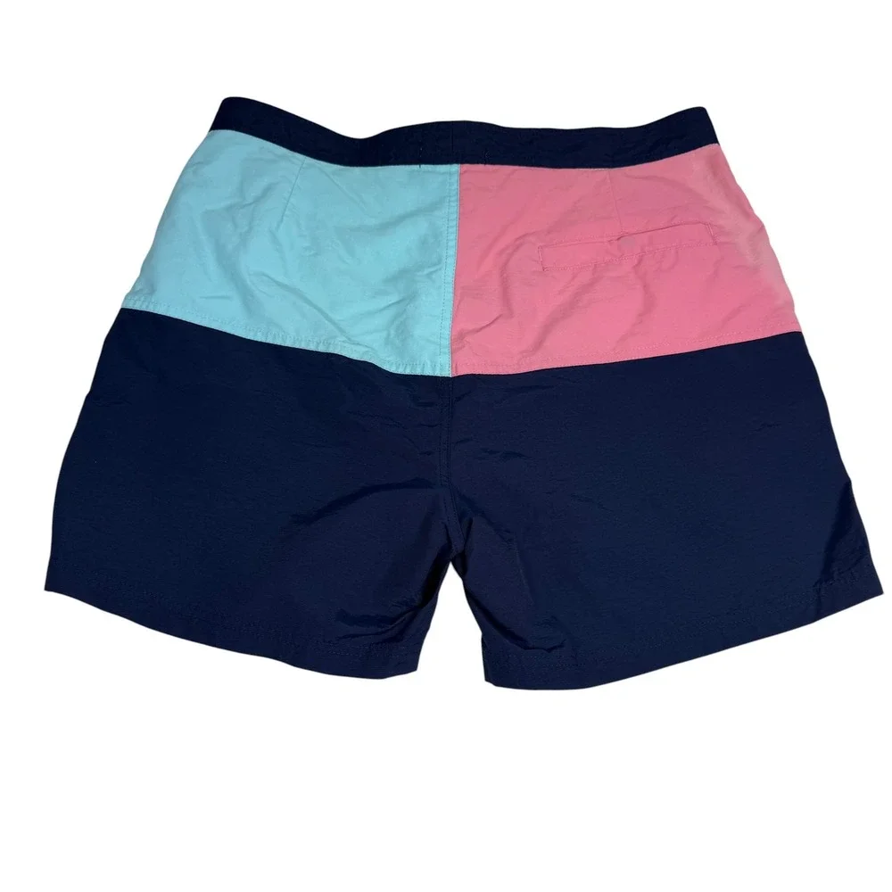 Boden Mens Colorblock Swim Trunks Navy‎ Pink Blue M0182 Size 32